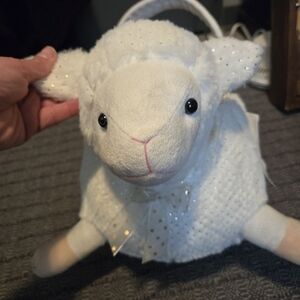Nwt Adorable White Plush Lamb Easter Basket. Throw Not Included.